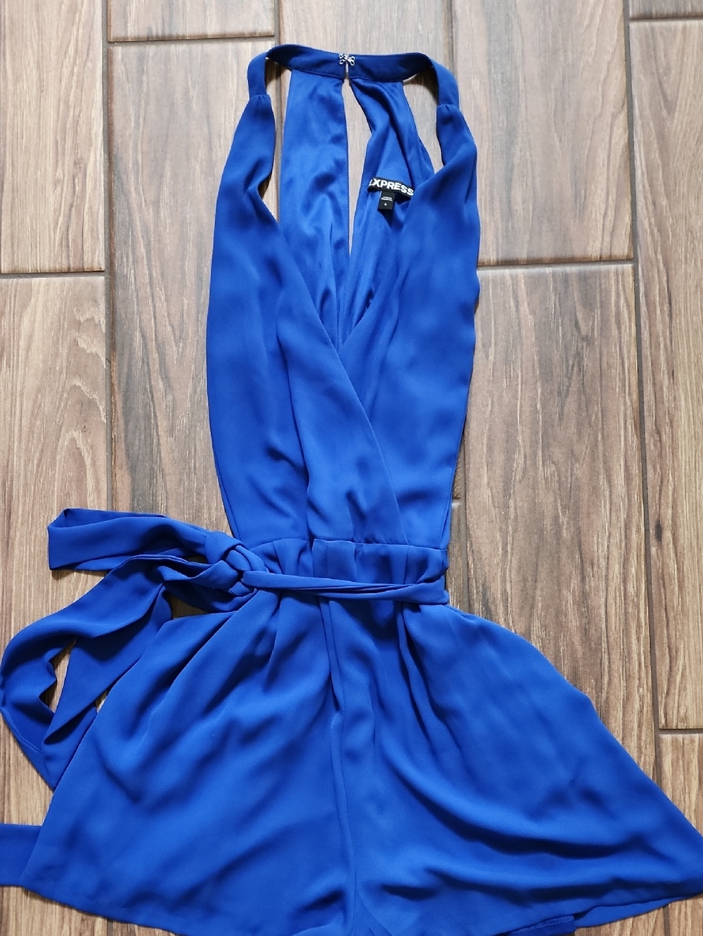 Express Royal Blue Halter Side Zip Romper